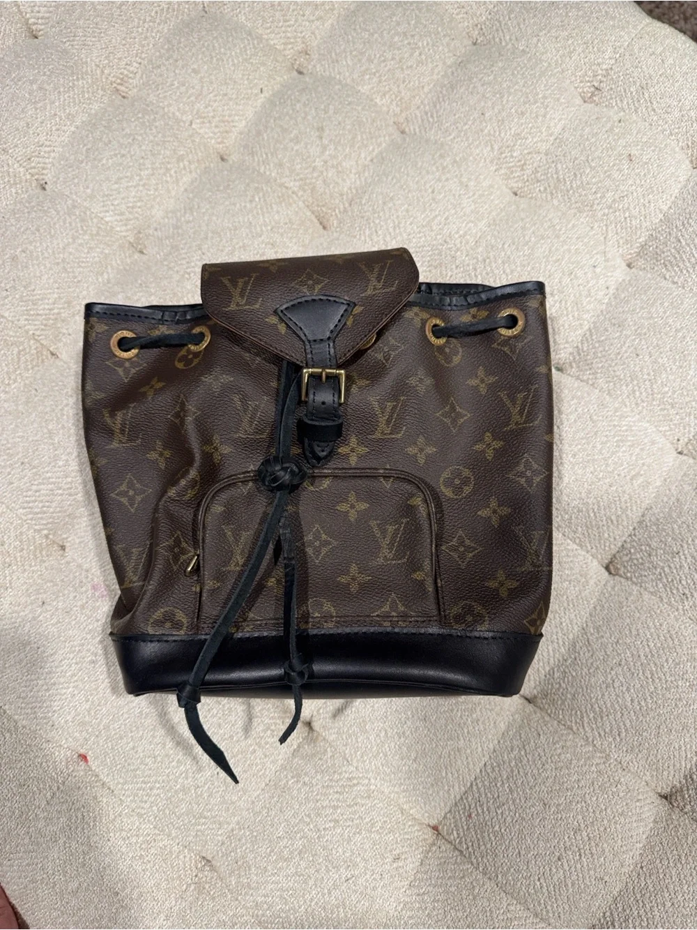 Revamped Louis Vuitton Monogram Drawstring Backpack by Vintage Boho Bags